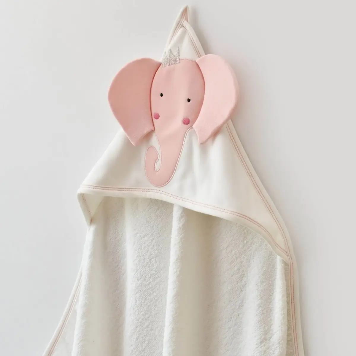 Bibaby Havlu Princess Elephant Ekru - Pembe
