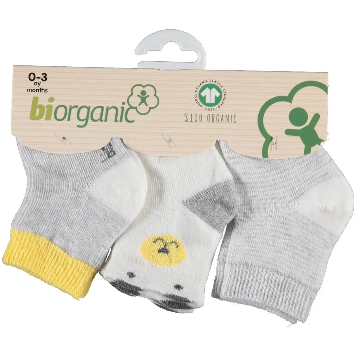 Bibaby Organik Çorap Soket 3lü Cute Bear Ekru - Sarı Bibaby Organik Çorap Soket 3lü Cute Bear Ekru - Sarı