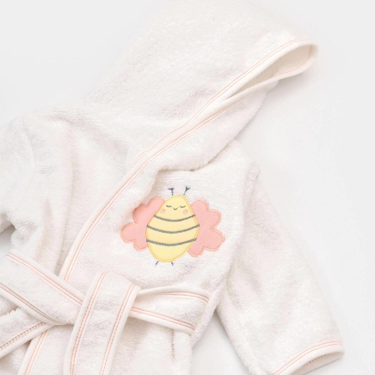 Bibaby Bornoz Terlik Takım Happy Bee Ekru - Pembe