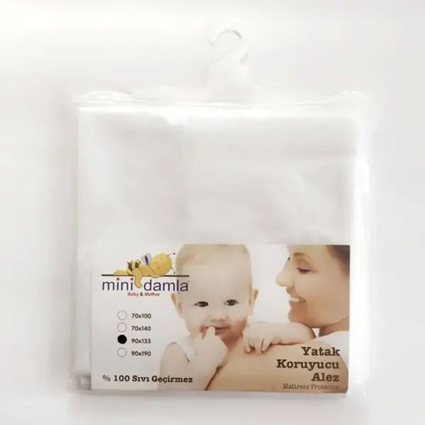 Mini Damla Alez Yatak Koruyucu 90x135cm Beyaz