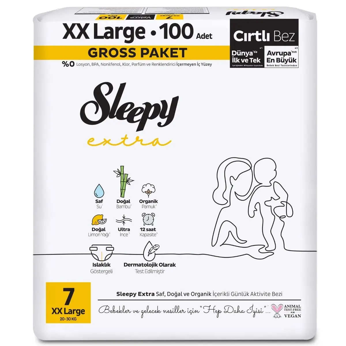 Sleepy Bebek Bezi Natural 7 Numara XXL 100lü Gross Paket