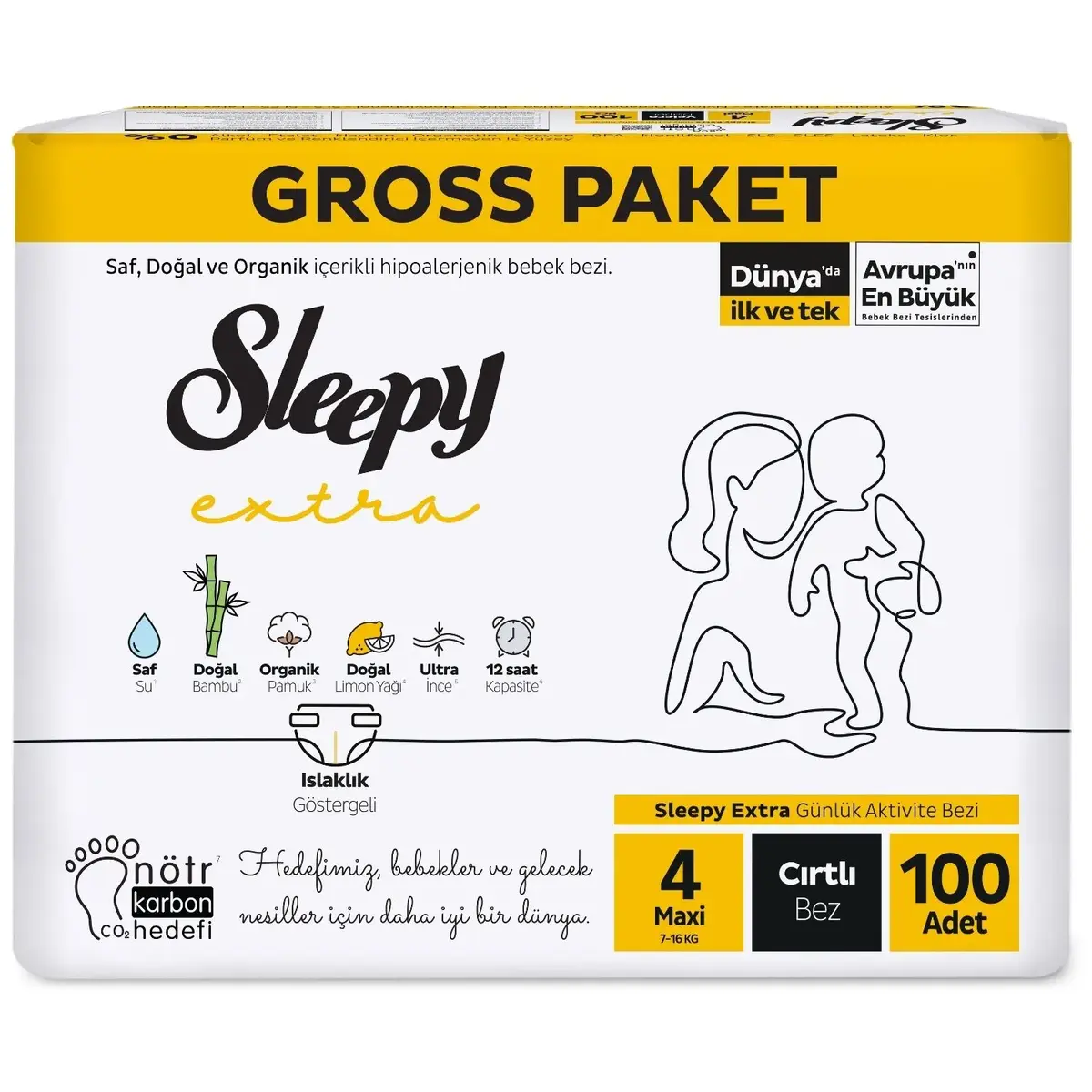 Sleepy Bebek Bezi 4 Beden Maxi 7-14 kg 100lü Ekstra Paket
