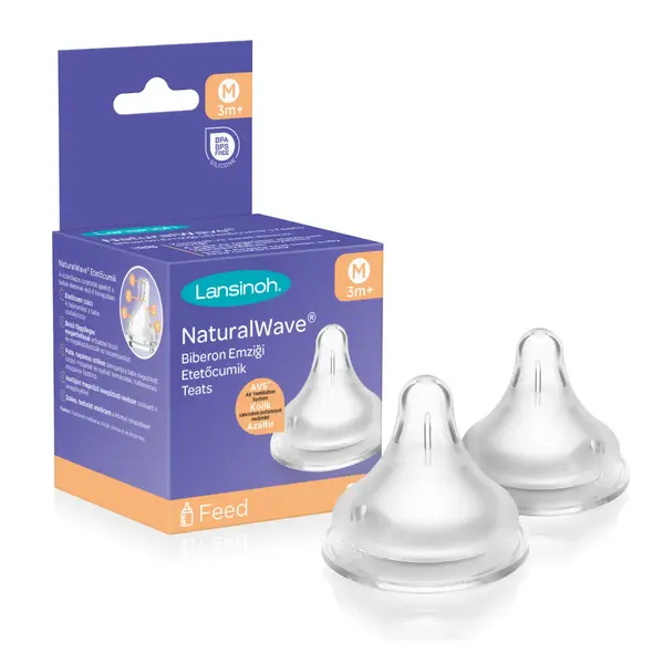 Lansinoh Natural Wave Silikon Biberon Emziği 2li Orta Akış