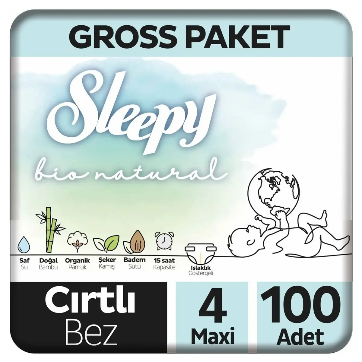 Sleepy Bebek Bezi Bio Natural 4 Numara Maxi 100lü Gross Paket