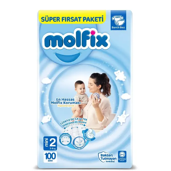 Molfix Bebek Bezi 2 Beden Minii 3-6 Kg 100lü Süper Fırsat Paketi 
