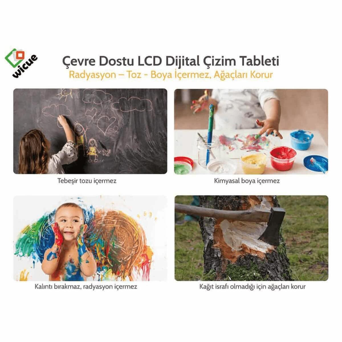 Wicue LCD Dijital Çizim Tableti Renkli 12'' Mavi