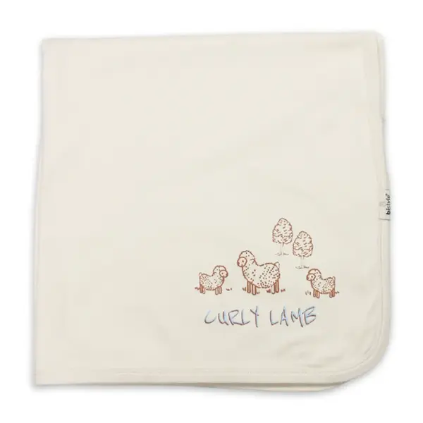 Bistyle Battaniye Penye Curly Lamb Bej - Mavi - Ekru