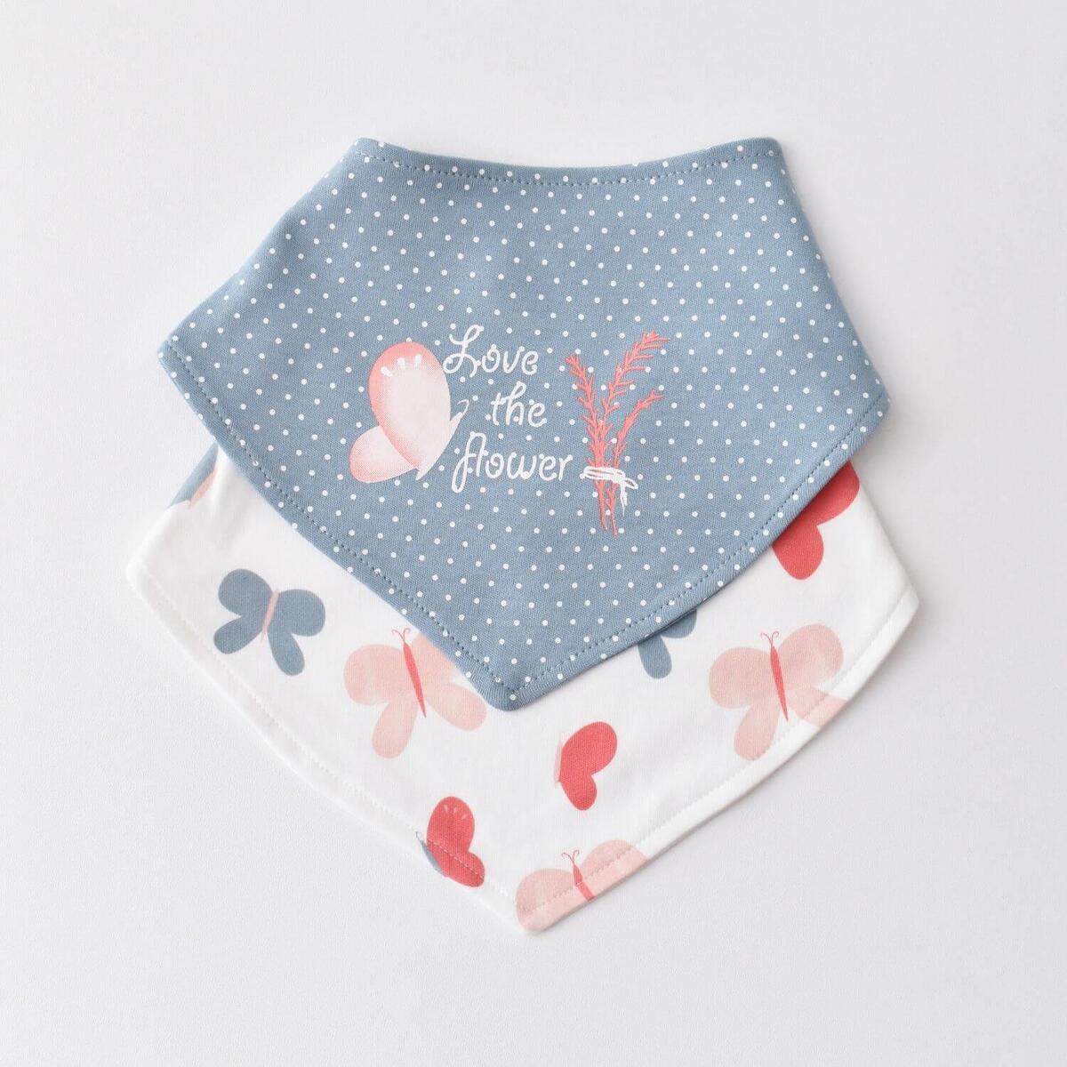 Bibaby Organik Fular Önlük 2li Wild Flowers Spring Blue