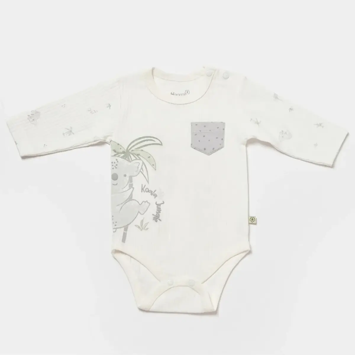 Bibaby Organik Body Uzun Kol Koala Jungle Gri