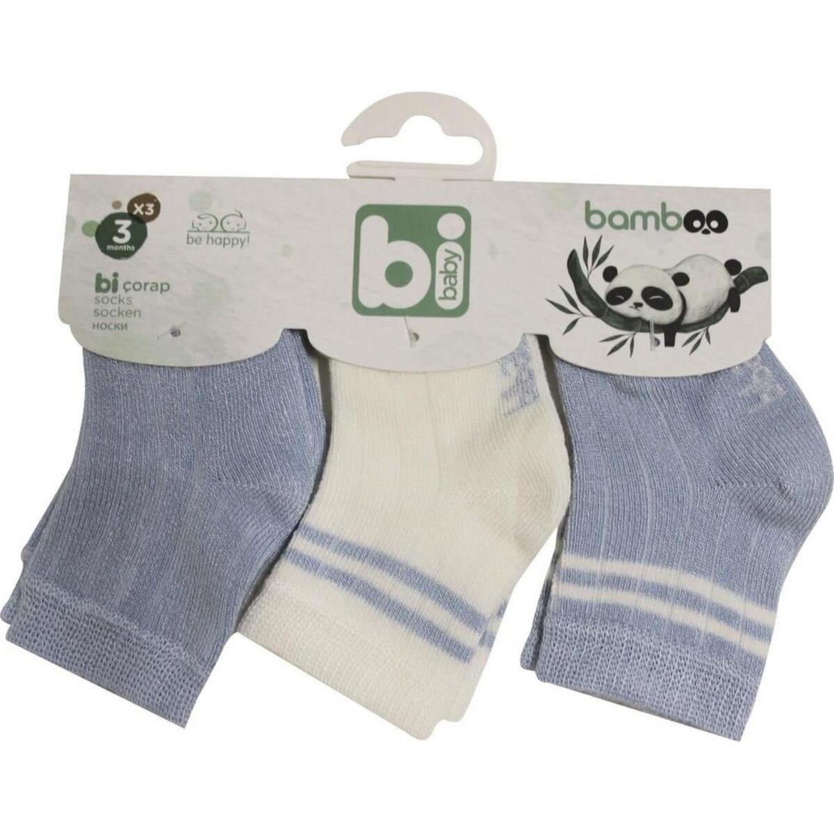Bibaby Çorap Soket 3lü Derby Bamboo Mavi