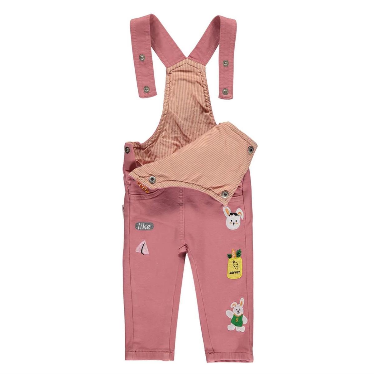 Overdo Salopet Renkli Tavşan Nakışlı Nar Çiçeği