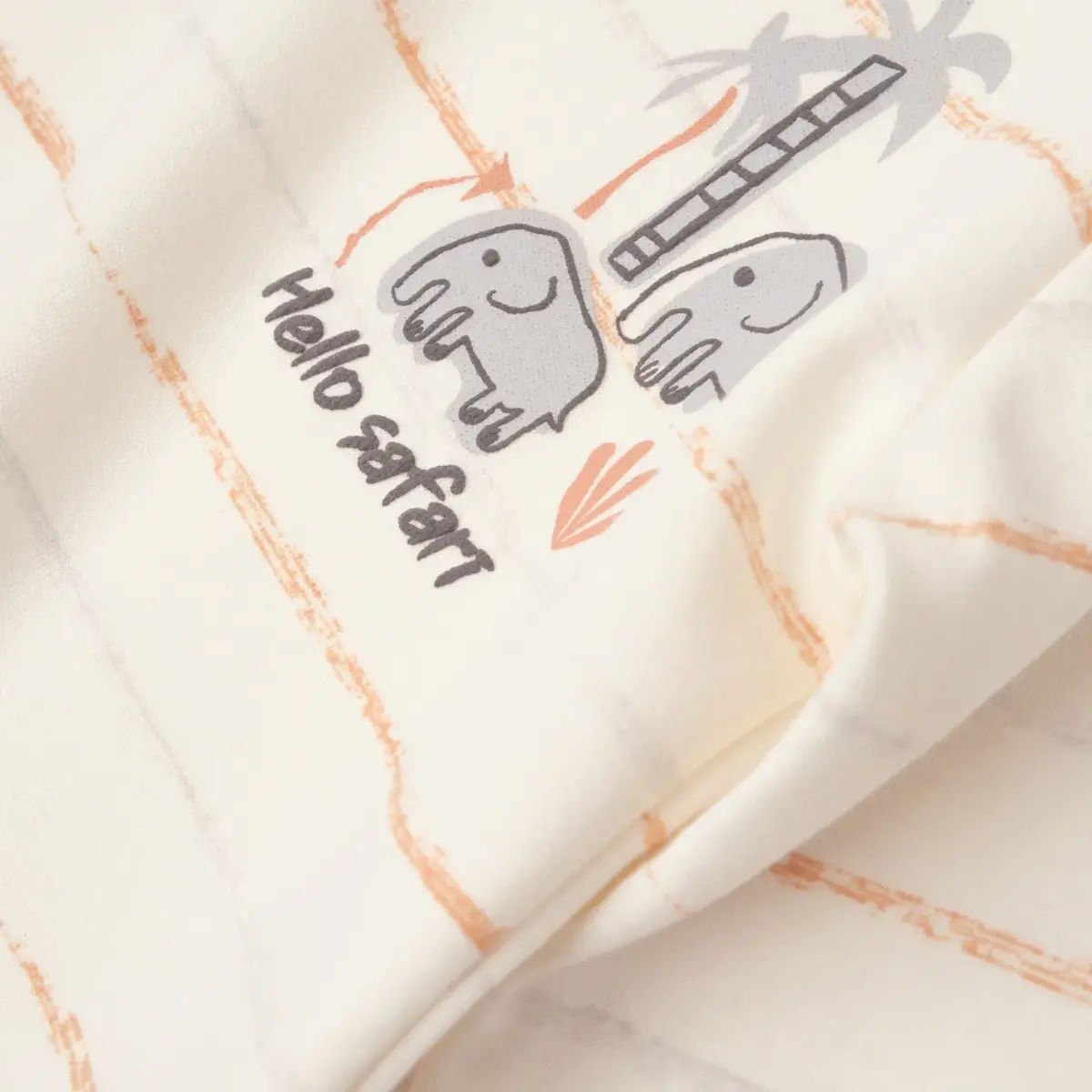 Bibaby Organik Pijama Takımı Hello Safari Ekru - Kiremit