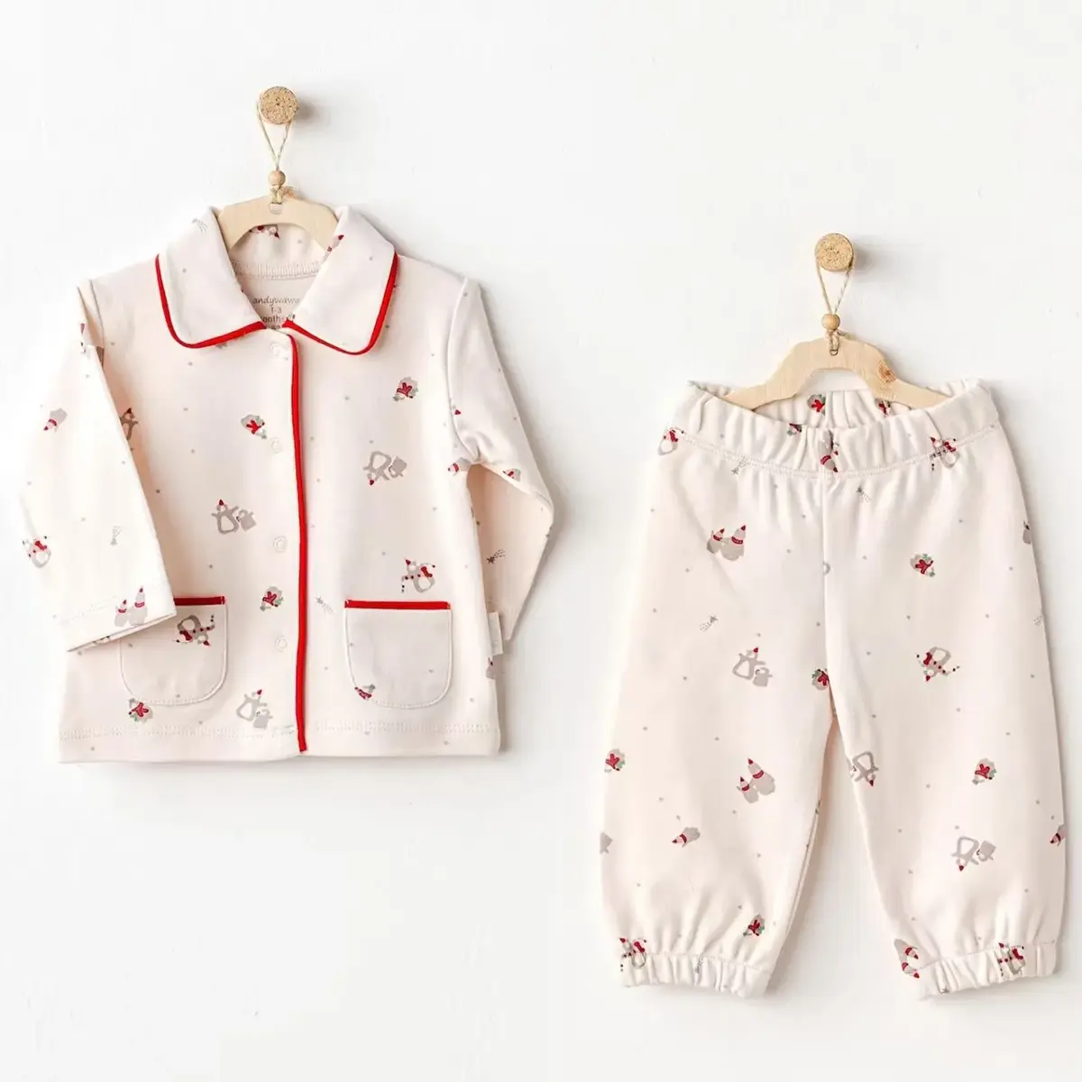 Andy Wawa Pijama Takımı Penguin Ekru