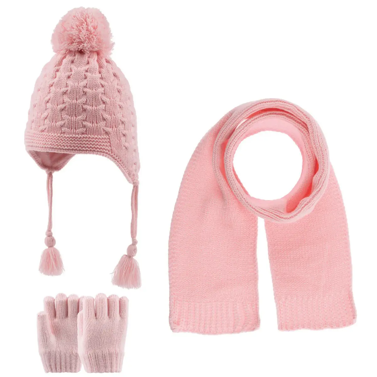 Kitti Atkı Bere Eldiven Takım Açık Pembe