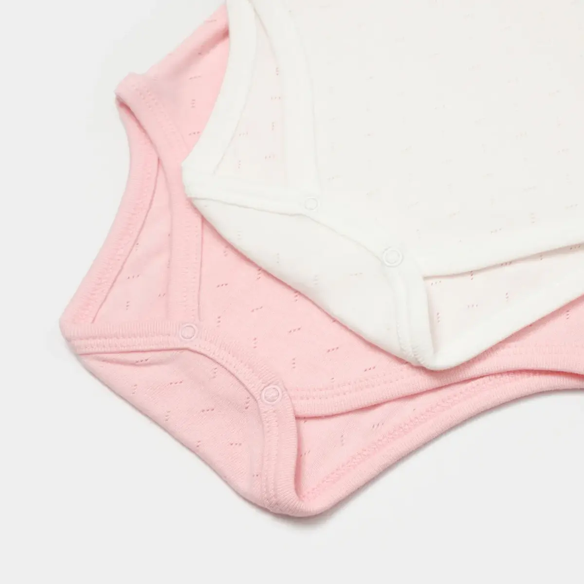 Bibaby Body Kısa Kol 2li Jakarlı Pembe - Ekru