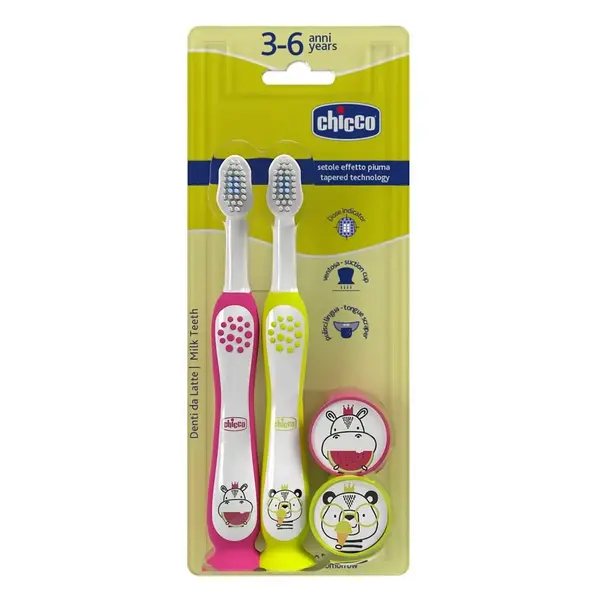Chicco Diş Fırçası 3-6 Yaş Hippo-Panda 2'li