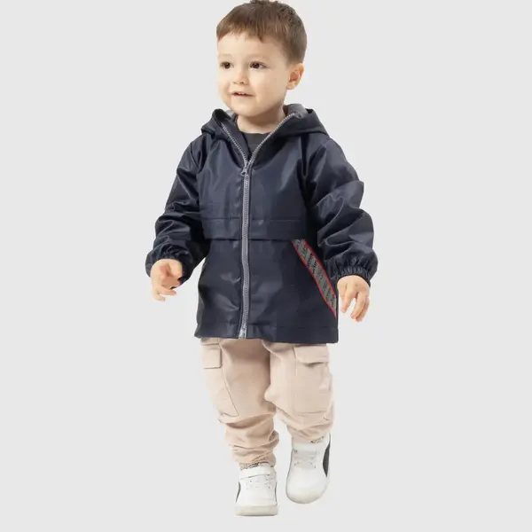 Bebolly Yağmurluk Cep Şeritli Lacivert