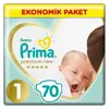 Prima Premium Care Bebek Bezi 1 Beden Yenidoğan 70Li Ekonomik Yenidoğan Islak Mendilli Avantaj Paket