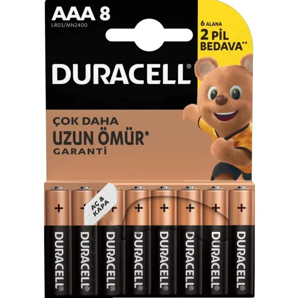 Duracell AAA İnce Kalem Pil 6+2 Li