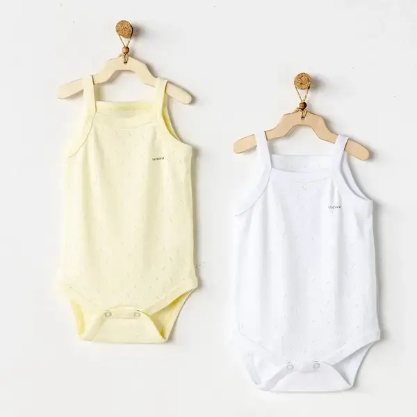 Andy Wawa Body İp Askılı 2li Jacquard Basic Sarı - Beyaz