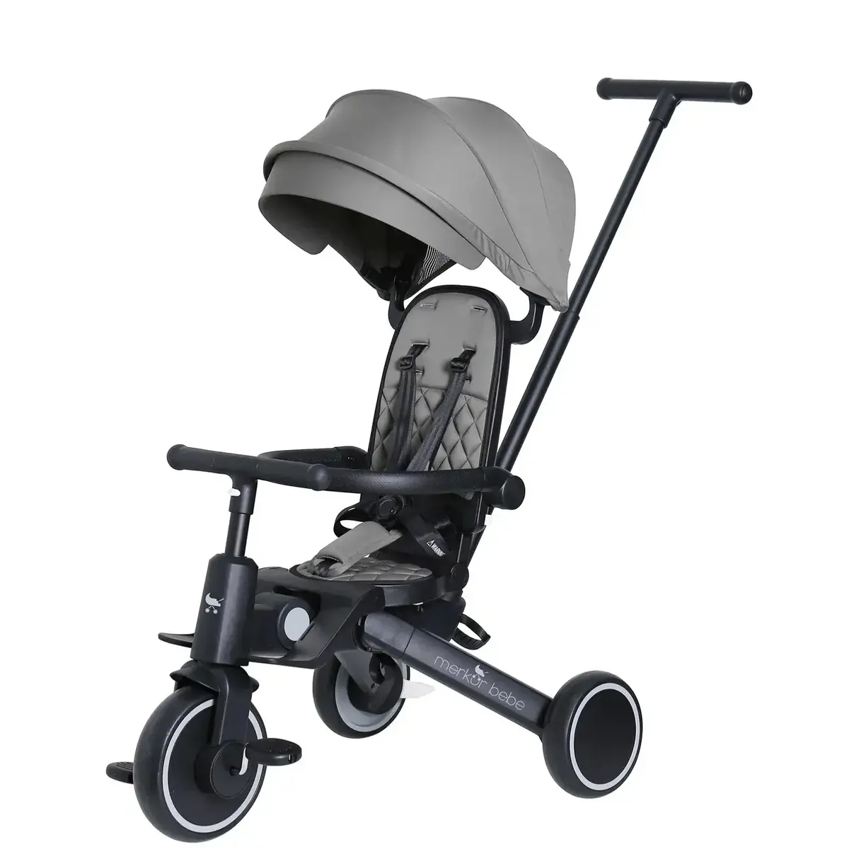Merkür Bebe 9in1 Hawk Üç Tekerlekli Bebek ve Çocuk Bisikleti Gri