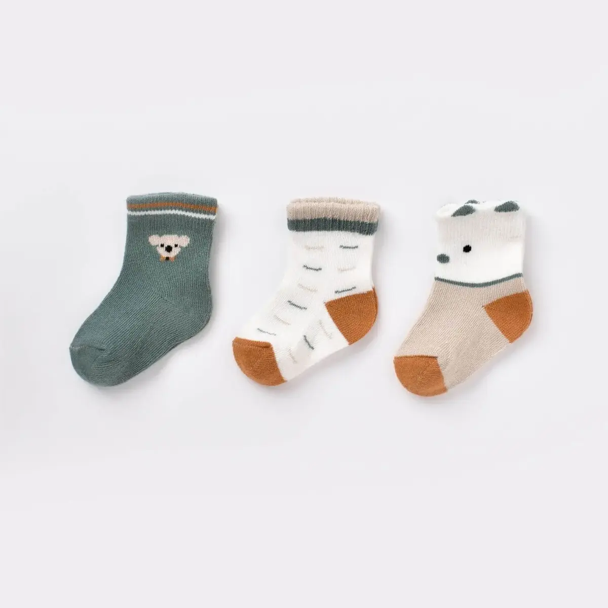 Bibaby Organik Çorap Soket 3lü Papyonlu Koala Nil