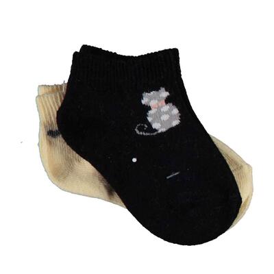 Bibaby Organik Çorap Soket 2li Cat Sarı - Siyah