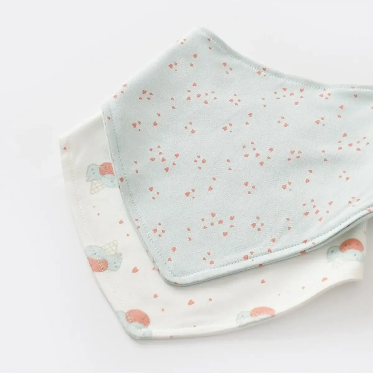 Bibaby Organik Fular Önlük 2li Pretty Ears Bunny Mint - Ekru