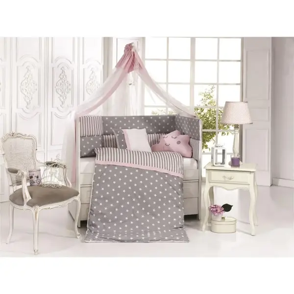 Kanz Softy Bebek Uyku Seti Pembe-Gri 75x130