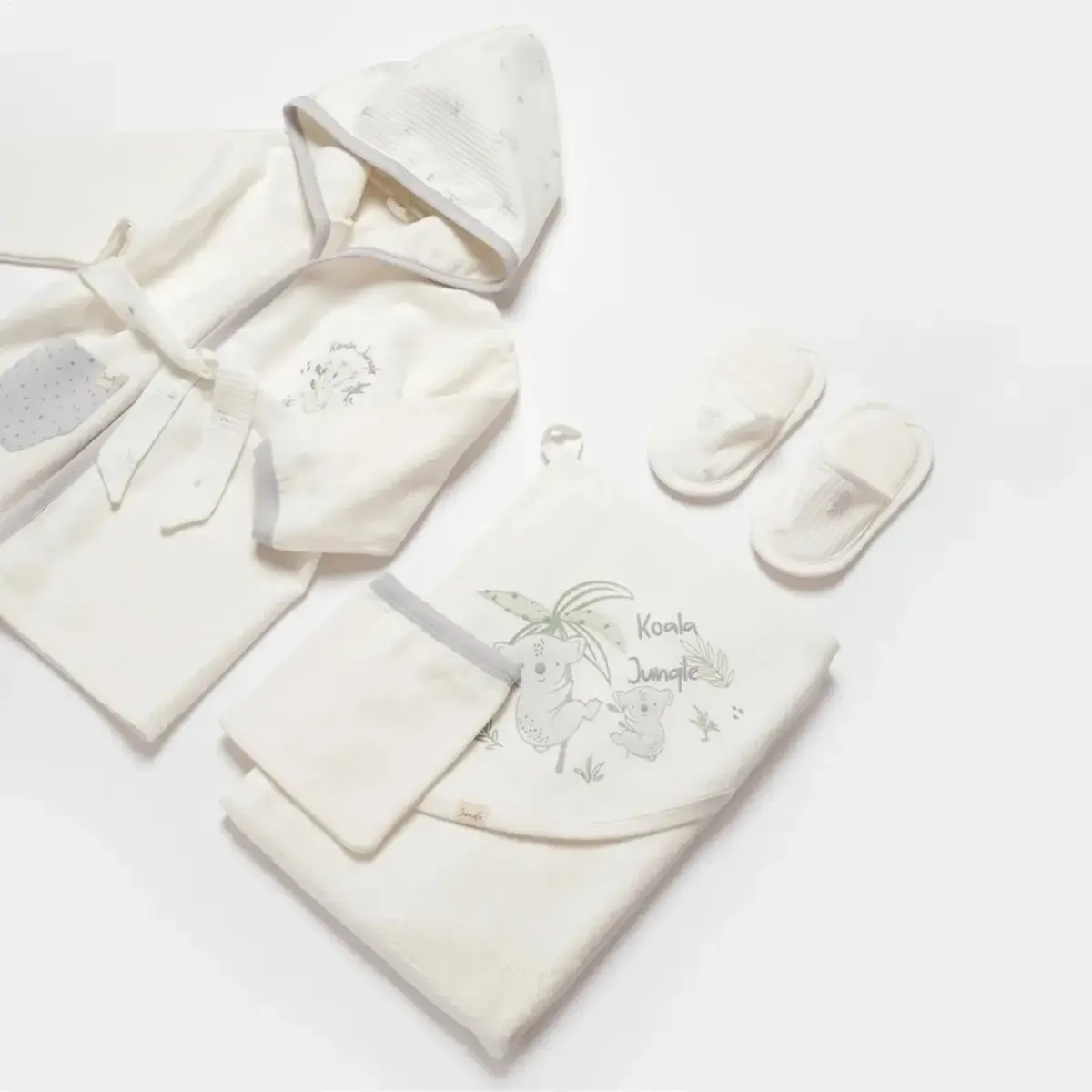 Bibaby Organik Bornoz Takımı Koala Jungle Gri