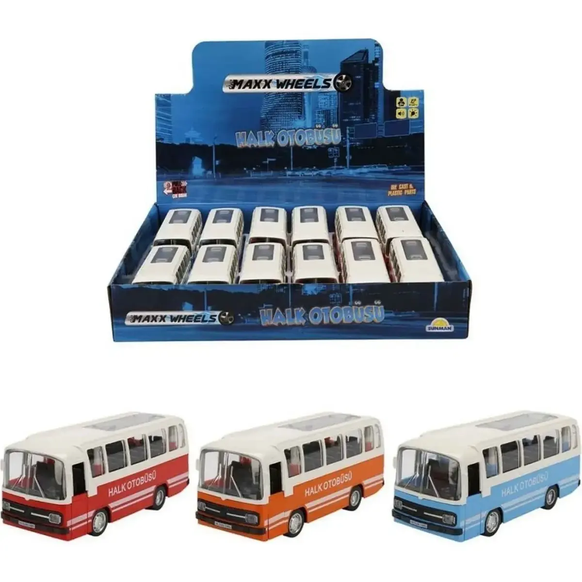 Maxx Wheels Sesli ve Işıklı Nostaljik Halk Otobüsü 15 cm