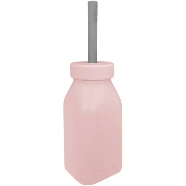 OiOi Şişe + Pipet Pinky Pink - Powder Grey