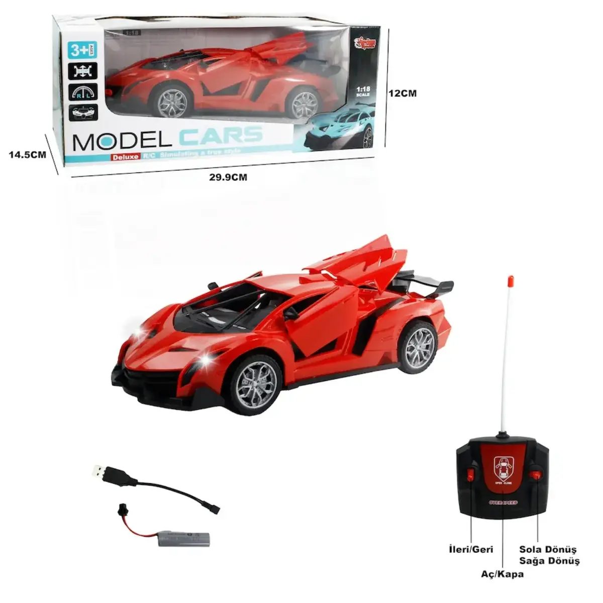 Vardem Uzaktan Kumandalı Full Fonksiyon Şarjlı Kapı Ve Bagajı Açılan Araba 1:18