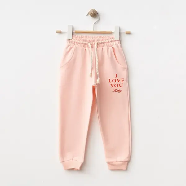 Winimo Eşofman Altı I Love You Baskılı Pudra