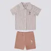 U.S. Polo 2li Takım T-Shirt Bej Çizgili Poplin