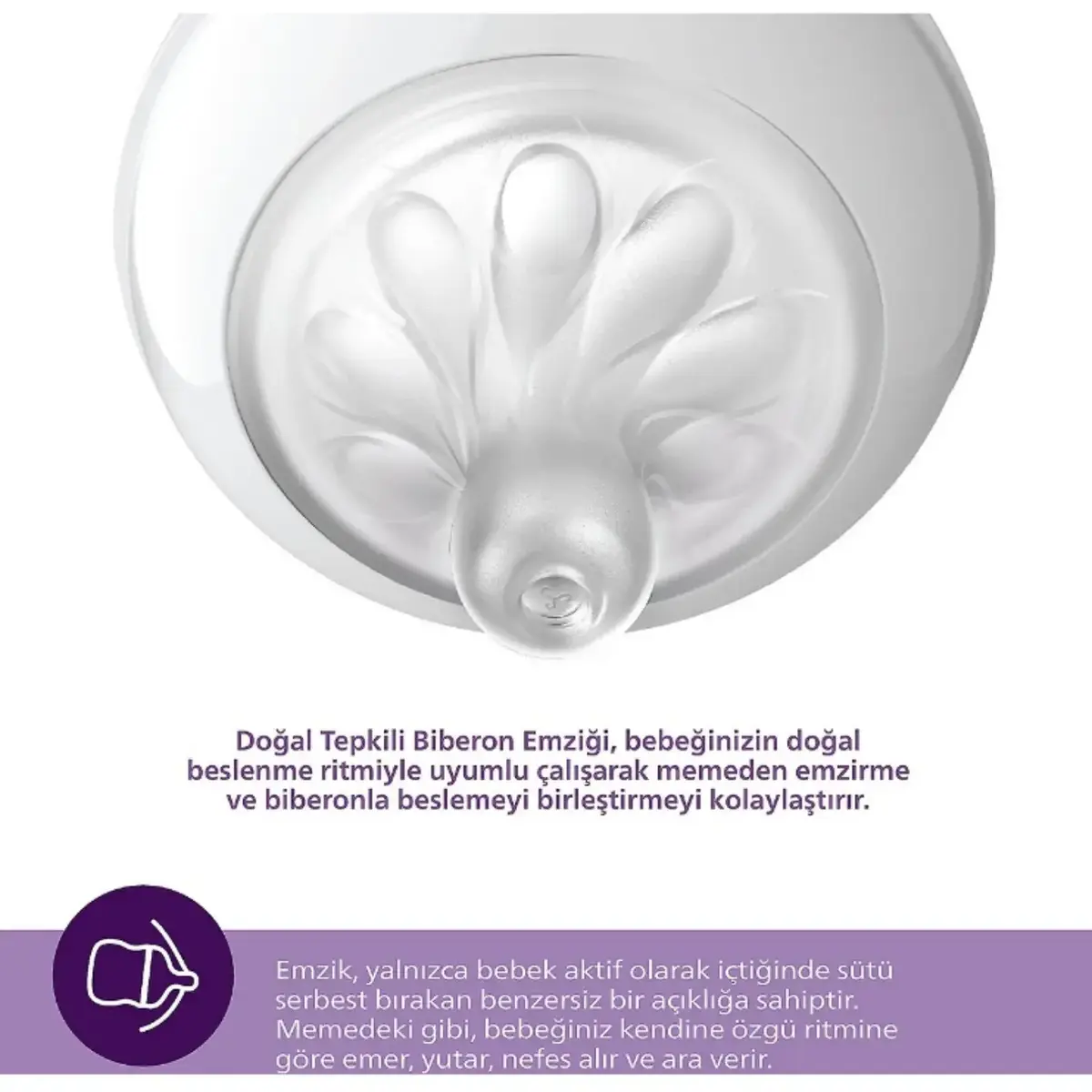 Philips Avent Doğal Tepkili Biberon Emziği 2li 4 Numara 3+ Ay