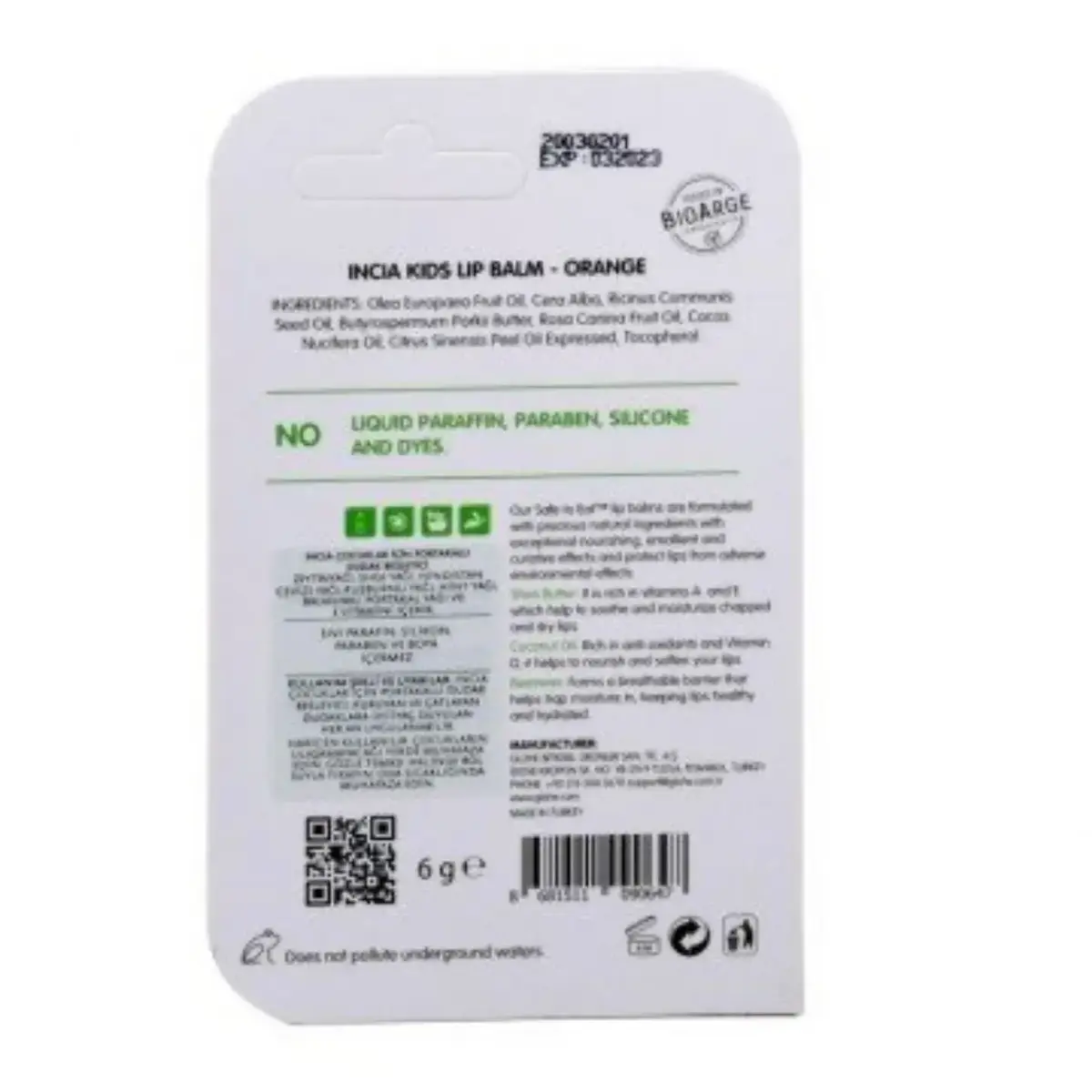 Incia Kids Portakallı Dudak Besleyici 6gr