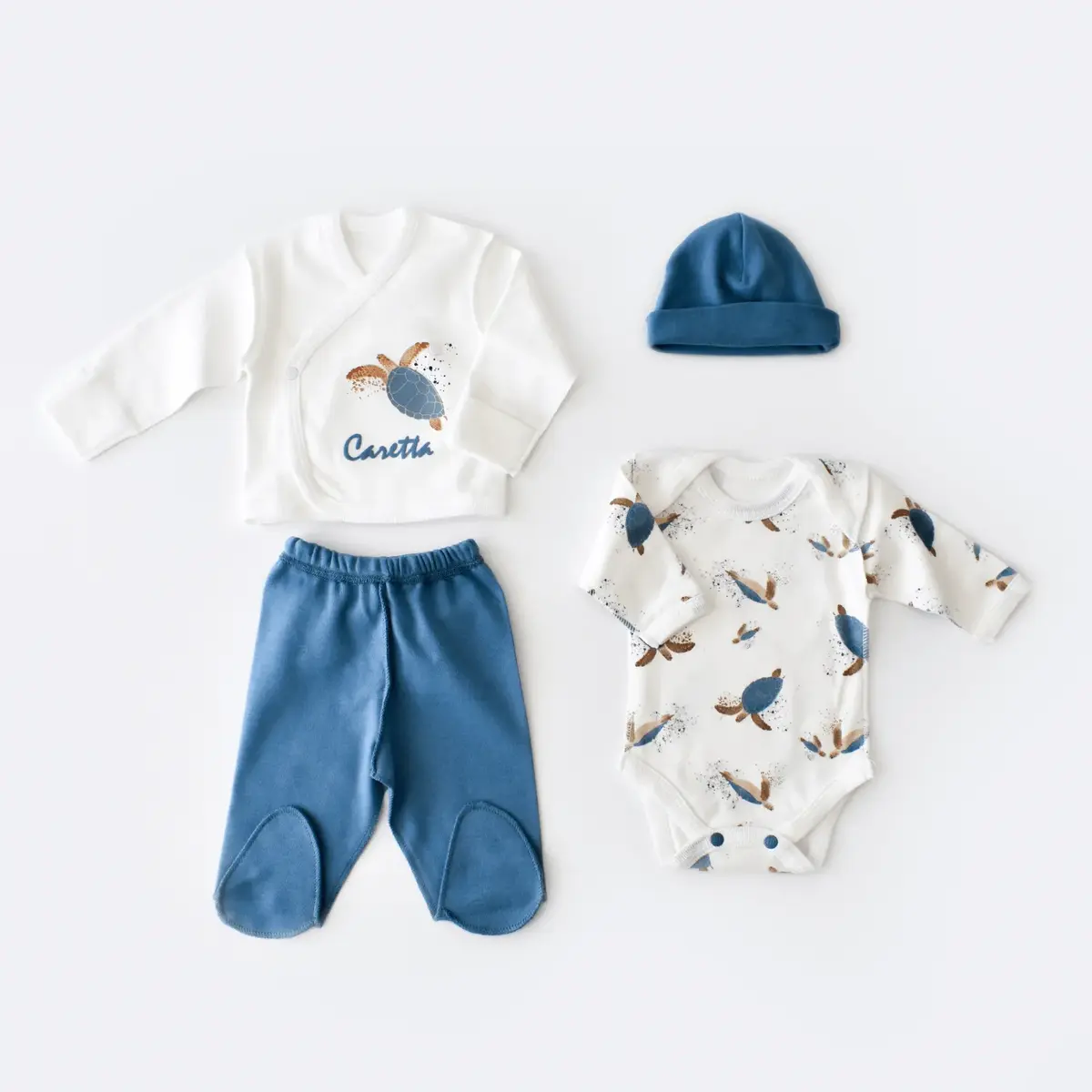 Bibaby Organik Zıbın Takımı Caretta In Live Prematüre Ekru - İndigo Bibaby Organik Zıbın Takımı Caretta In Live Prematüre Ekru - İndigo