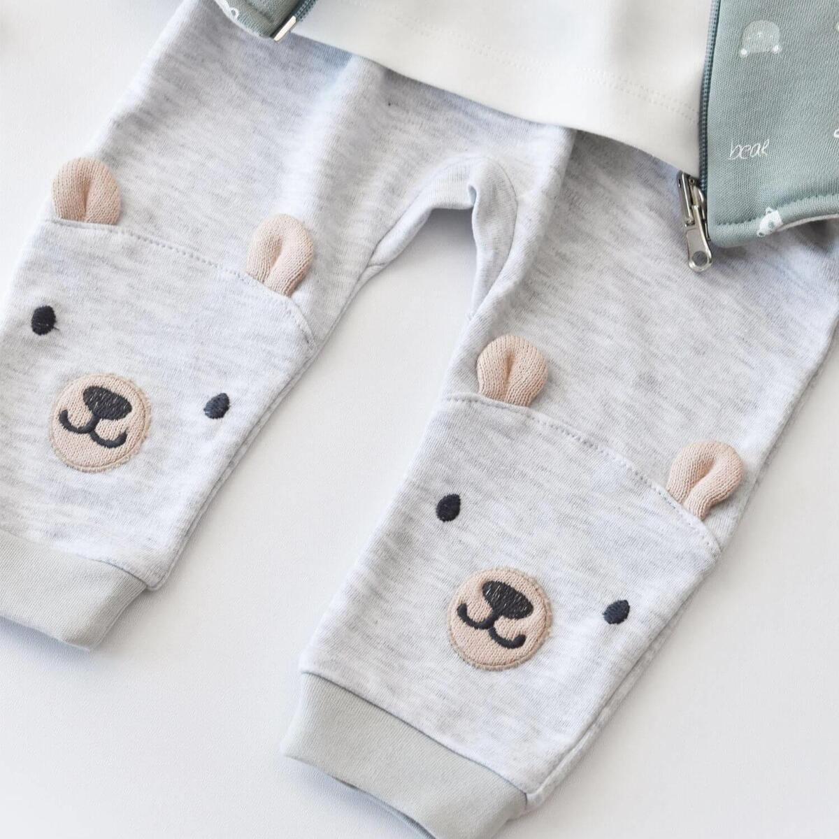 Bibaby Organik 3lü Takım Hug Me Bear Kar Melanj