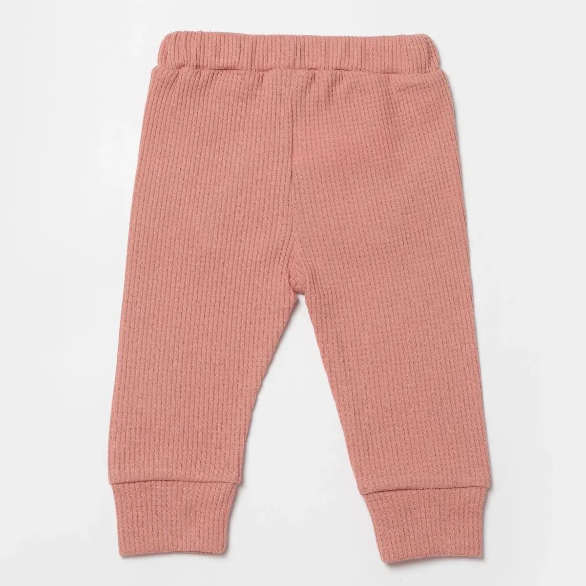 Bibaby Organik Pantolon Waffle Deer And Bird Ekru - Rose