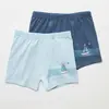 Natuline Organik Boxer Likralı Tekne Çizgili 2li Mavi - İndigo