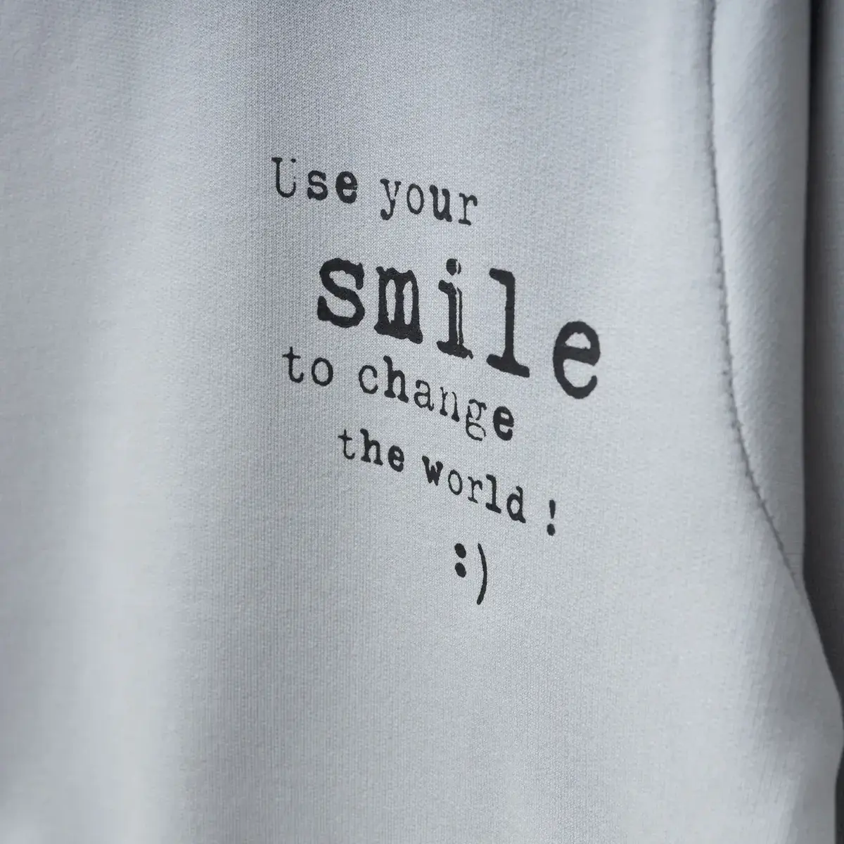 Bebolly Sweatshirt Smile Baskılı Boyalı Gri