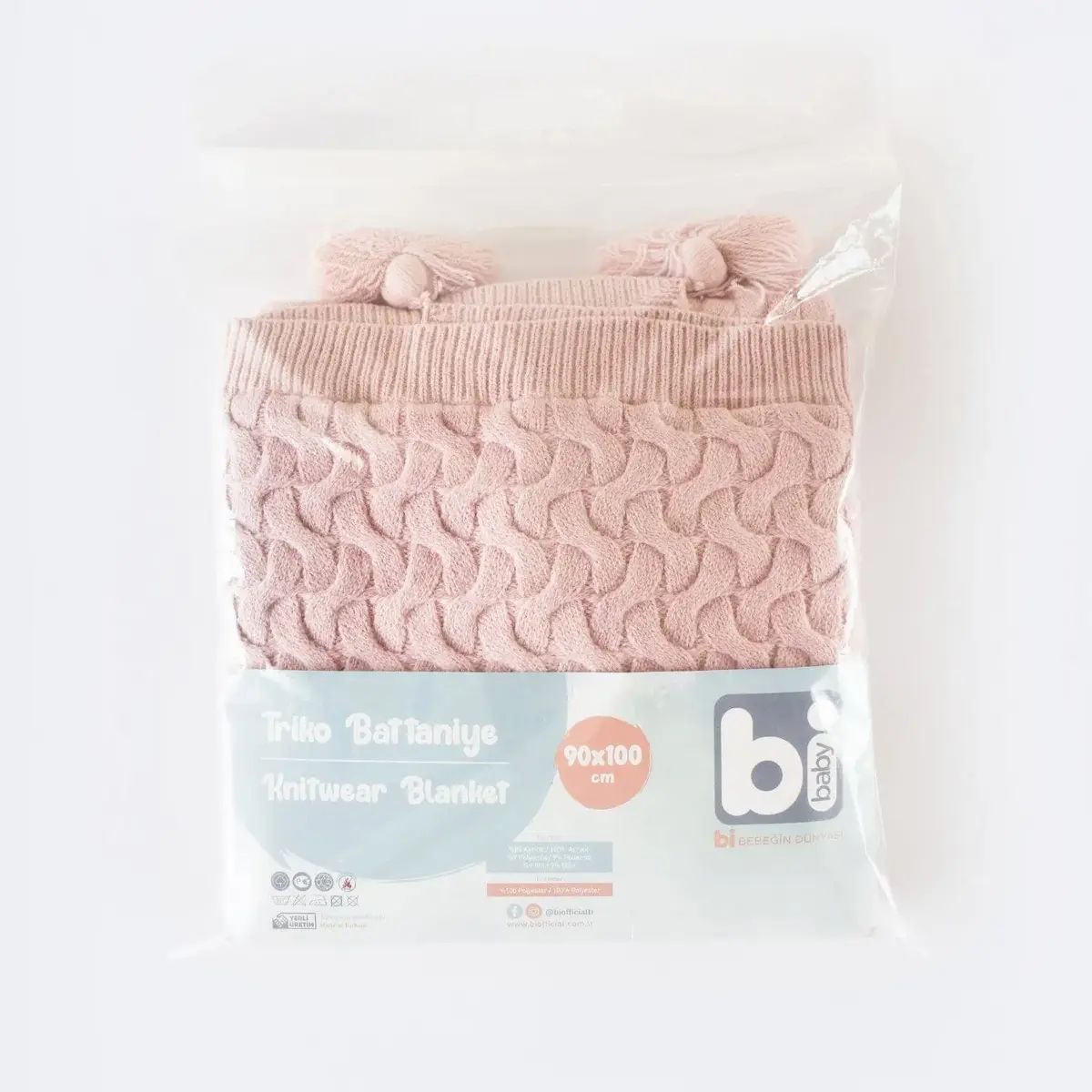 Bibaby Battaniye Hasır Triko Pembe