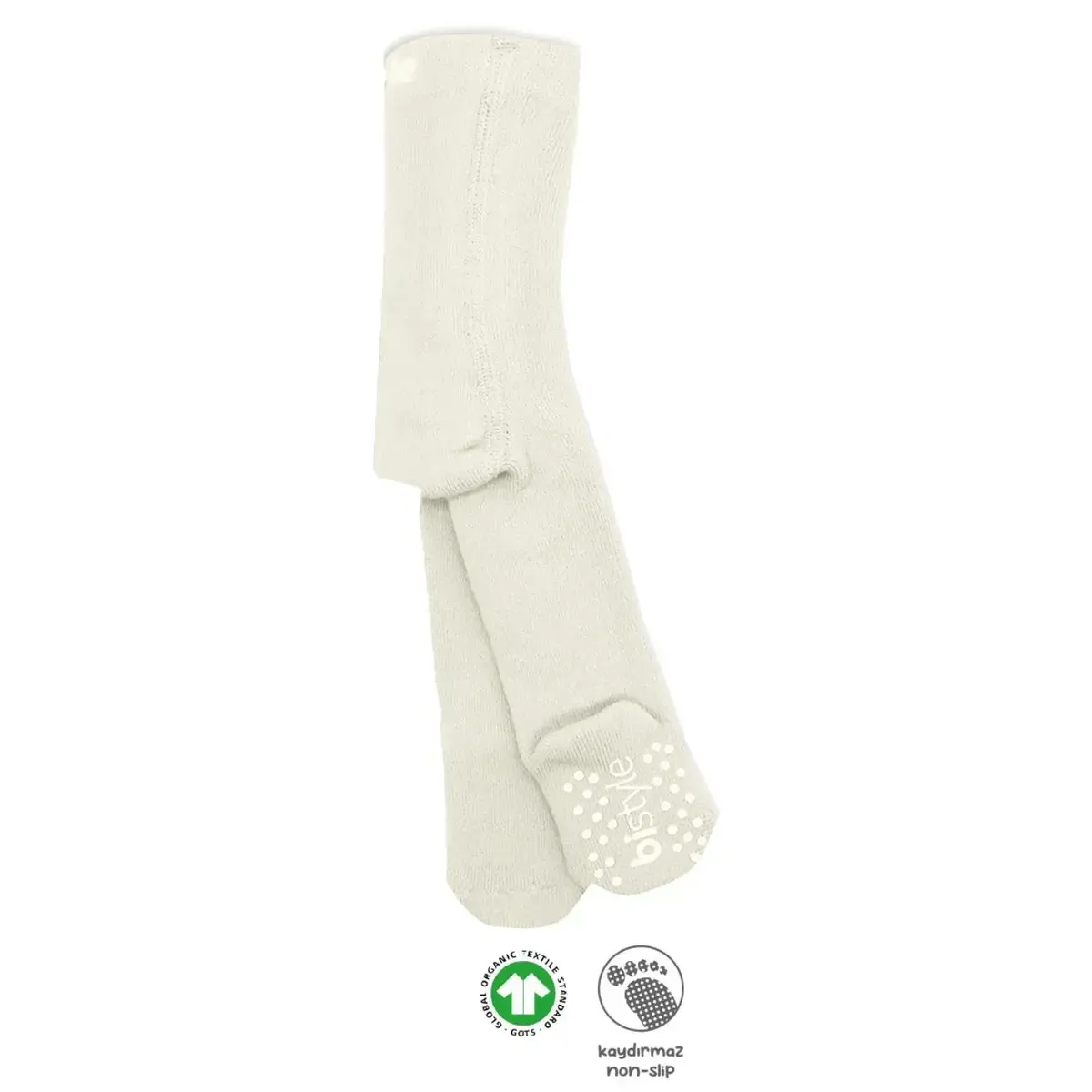 Bistyle Organik Çorap Külotlu Kaymaz Havlu  Ekru