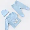 Bibaby Organik Zıbın Takımı 3lü Hello New Penguins Mavi