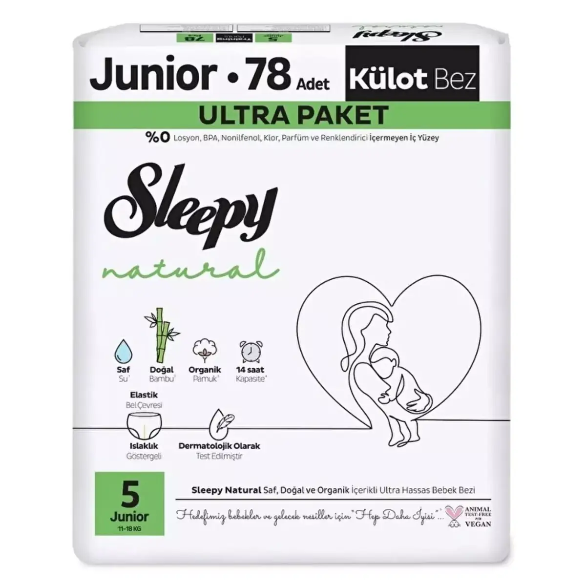 Sleepy Natural Külot Bebek Bezi 5 Beden Junior 78li Ultra Paket