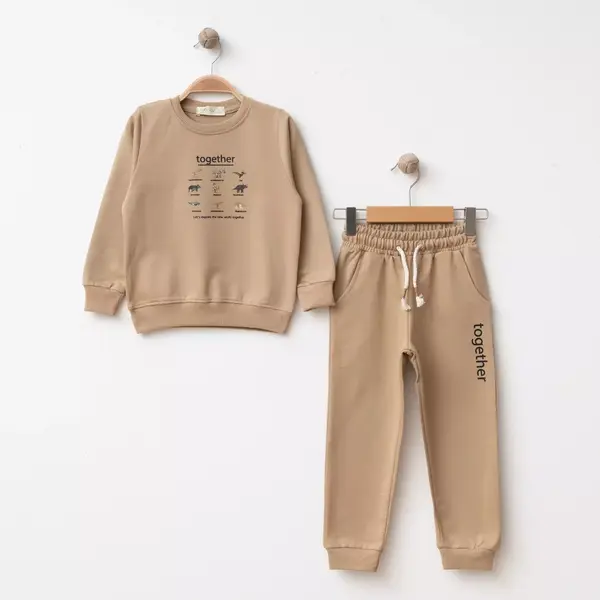 Bebolly 2li Takım Together Baskılı Sütlü Kahve