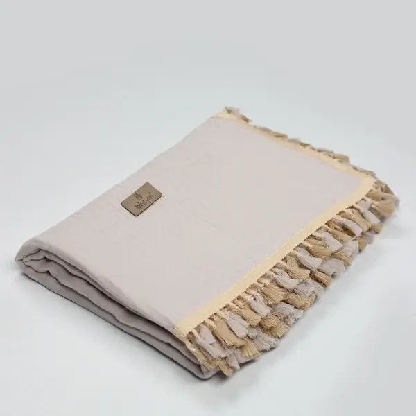 Bistyle Organik Müslin Battaniye Fistolu 80x90cm Taş