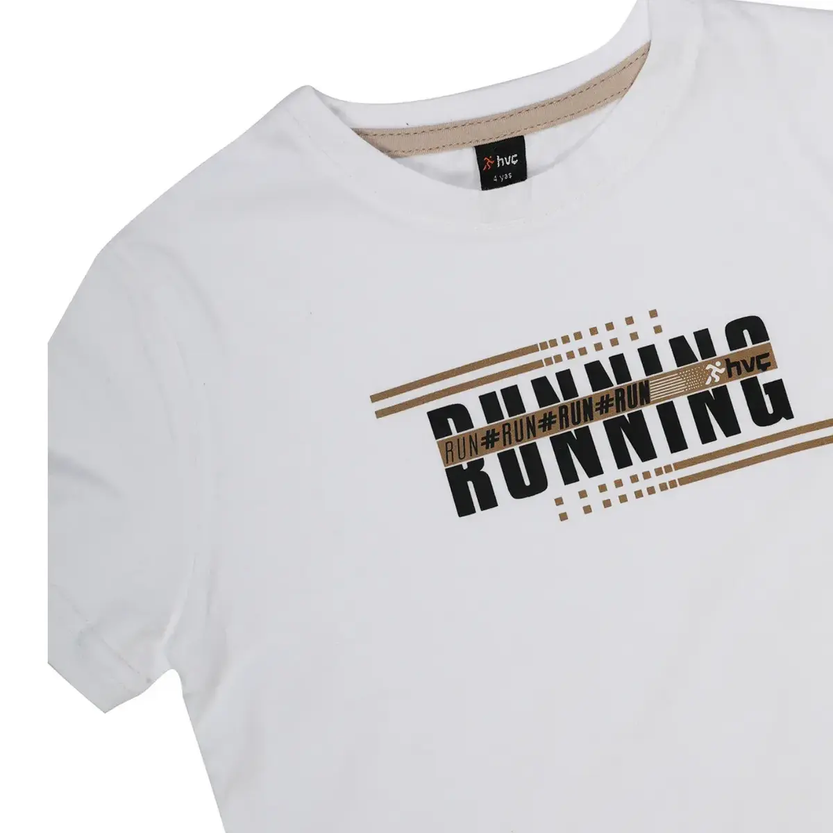 Hvc T-Shirt Run Baskılı Beyaz - Kahverengi