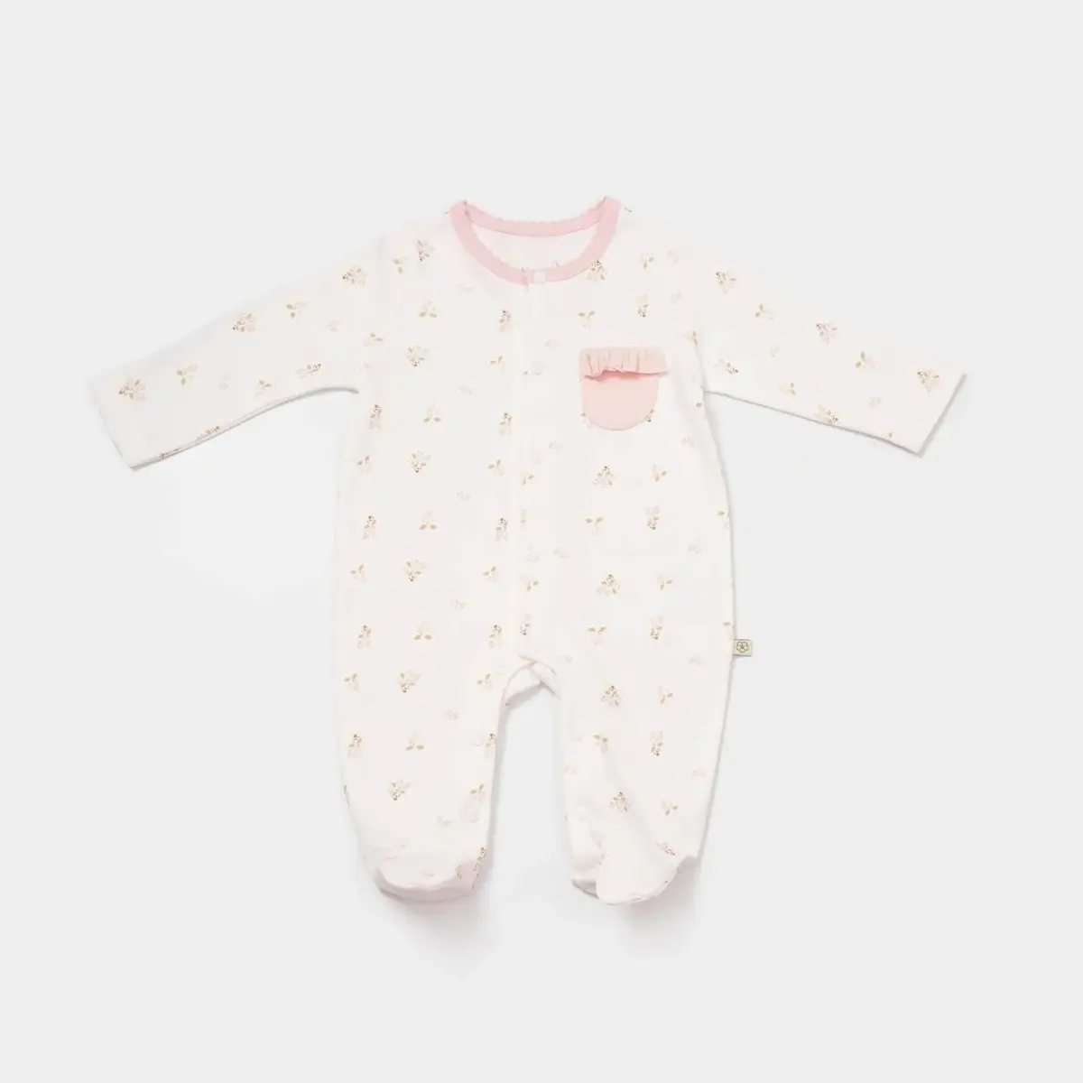 Bibaby Organik Tulum Takımı Tüllü The Flowers Ekru - Pembe